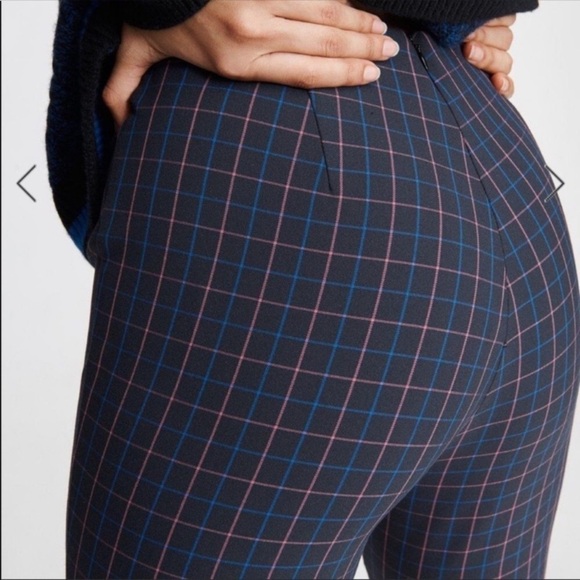 rag & bone Simone Plaid Ankle Pants Stretch Dark Academia Navy Black - Picture 5 of 9
